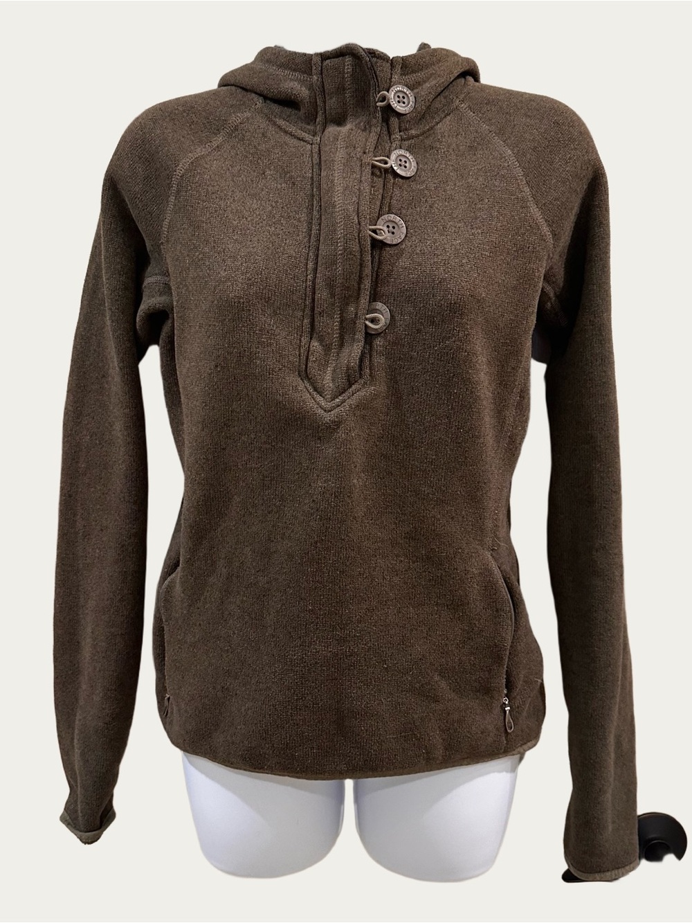 North Face Fleece Lined 1/4 Zip 4 Button Closure Hoodie Fleece Lined pullover SP